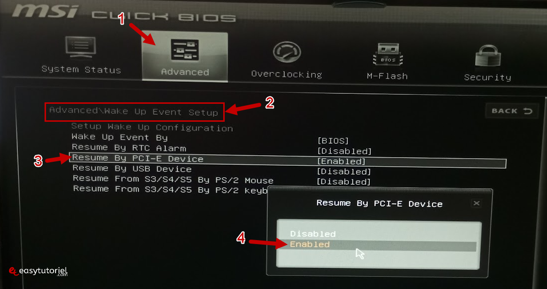 bios msi se réveille sur LAN