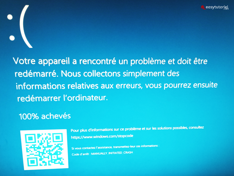 erreur démarrée verrouillage de l'écran bleu démarré manuellement