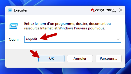 exécuter regedit