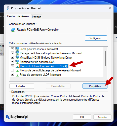 impossible de trouver les propriétés du protocole ipv4 du serveur d'adresses IP Chrome 3