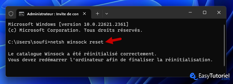 impossible de trouver l'adresse IP du serveur chrome 7 netsh winsock reset