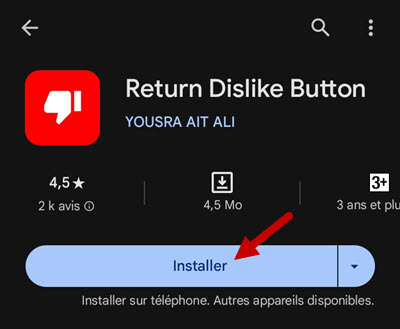 YouTube n'aime pas l'application d'installation d'Android 2, bouton de retour 