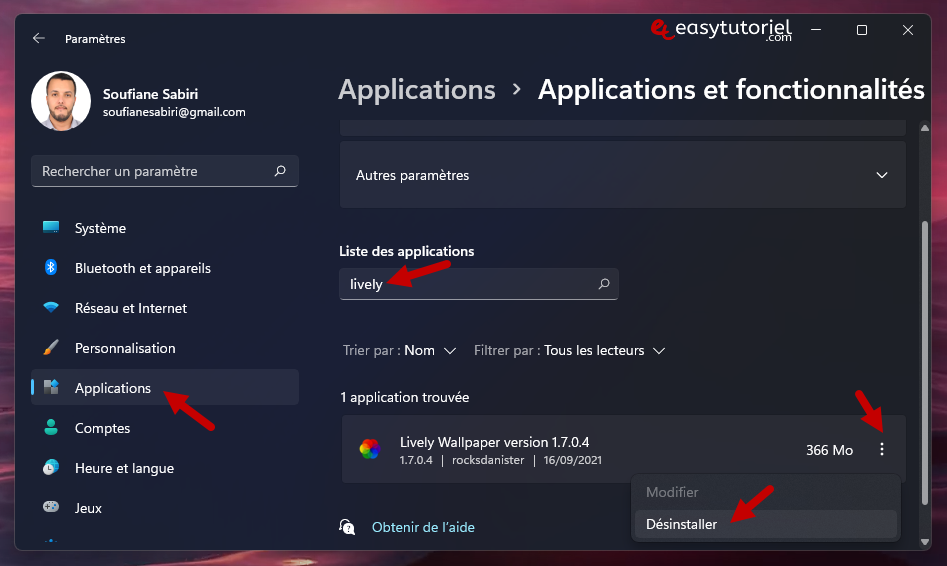 avoir un fond d'écran animé Windows 11 10 désinstaller un fond d'écran animé