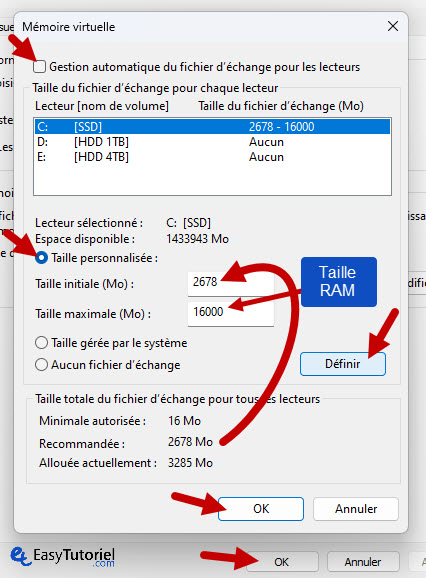 cs2 19 solution d'échec mémoire virtuelle définir la RAM