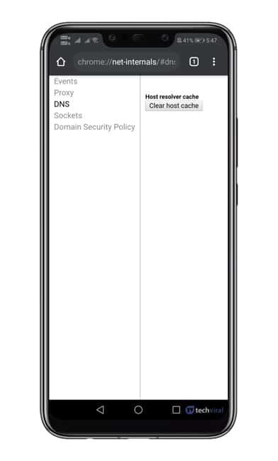 Appuyez sur l'option « Vider le cache » 