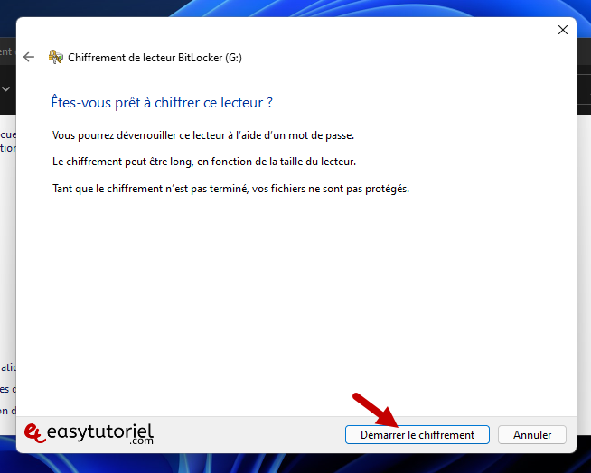 chiffrer clé usb disque dur windows 11 bitlocker 8 démarrer le chiffrement