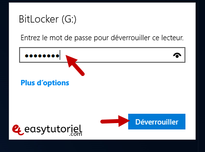 chiffrer le disque dur clé USB Windows 11 Bitlocker 9 saisir le mot de passe pour déverrouiller