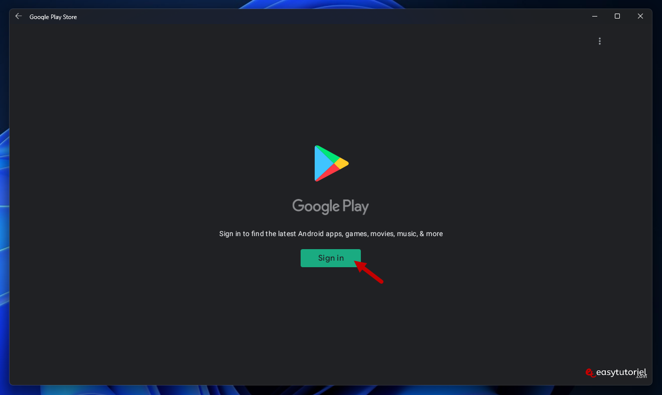 Google Play Store Windows 11 20 Connectez-vous Connectez-vous à Google Play