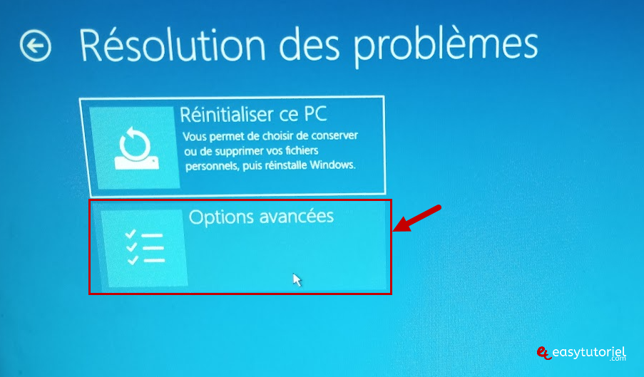 Options avancées de Windows 11 16 à double démarrage Ubuntu