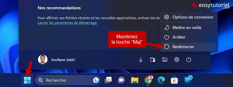 Ubuntu Dual Boot Windows 11 20, touche Maj de redémarrage