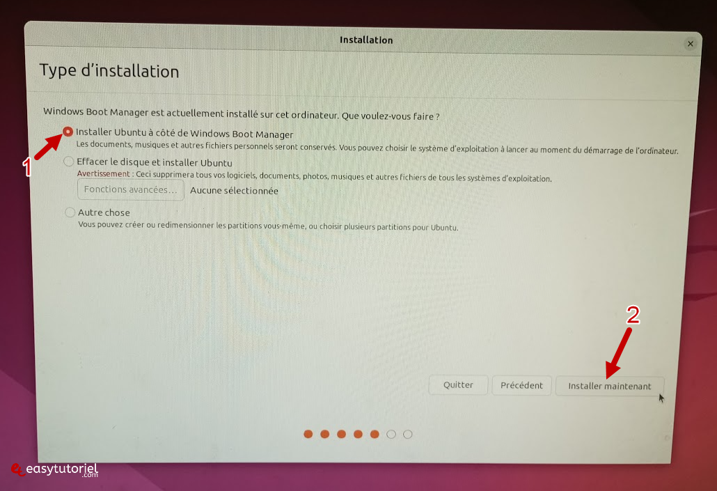 Ubuntu Dual Boot Windows 11 27 installe Ubuntu avec le gestionnaire de démarrage Windows