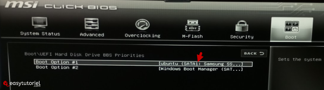 Ubuntu Dual Boot Windows 11 36 Option de démarrage du BIOS Gestionnaire de démarrage Ubuntu Windows