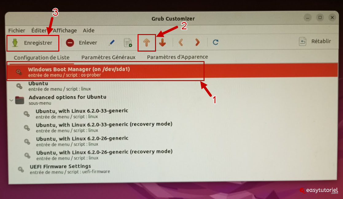 Ubuntu Dual Boot Windows 11 42 Personnalisateur Grub Gestionnaire de démarrage Windows dev sda1