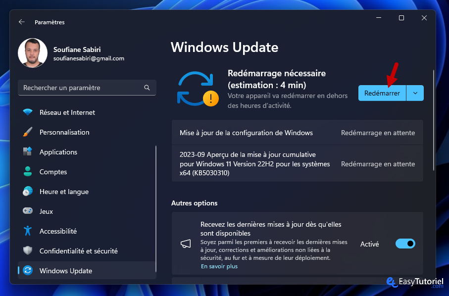 activer copilot windows 11 2 redémarrer