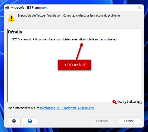 Erreur de retraite 0xc00007b Windows 11 Solution logicielle Microsoft Net Framework