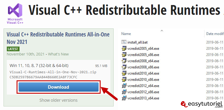 Erreur de retraite 0xc00007b Windows 2 Solution Visual C redistribuable Runtime