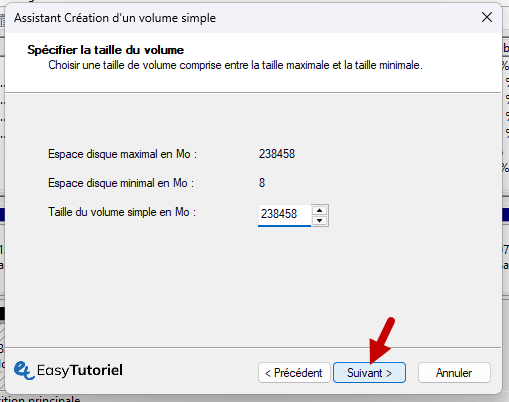 Taille de volume simple dans MO