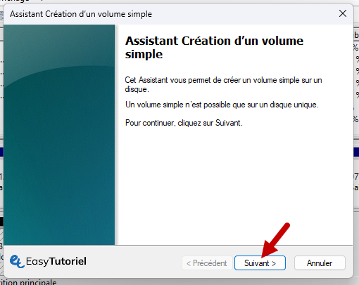 Création adjointe d'un volume simple
