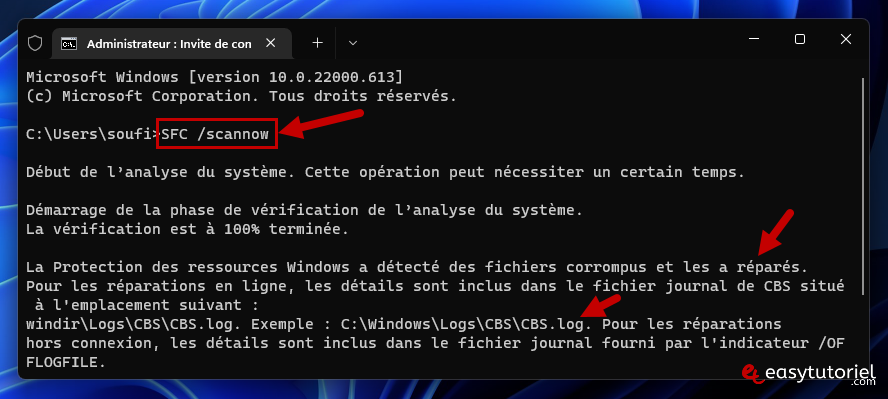 Je rouvri-je Windows 2 SFC Scanow CMD