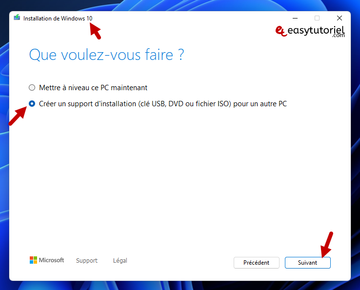 Outil de création de médias Windows 10 Windows 10