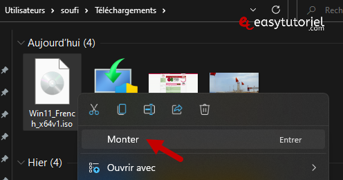 Je rouvri-je le fichier ISO de la carte Windows 14