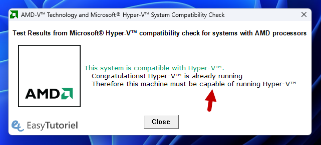 Ce système est compatible avec hyper v amd v active