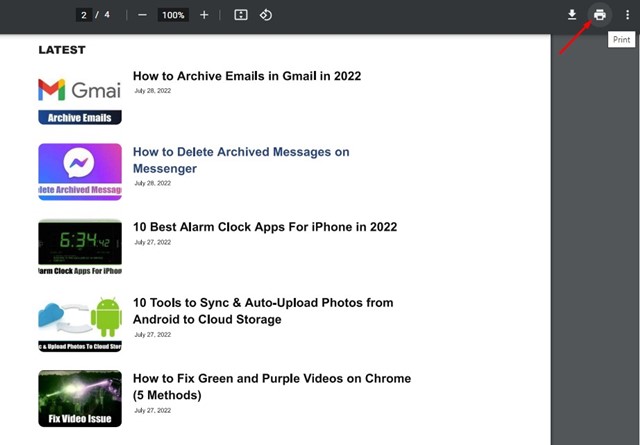 Ouvrir avec > Google Chrome » largeur= »489″ hauteur= »500″ données-tailles-paresseuses= »(largeur maximale : 489 px) 100 vw, 489 px » src= »https://edenback.org/wp-content/uploads/2025/11/Comment-convertir-un-PDF-couleur-en-noir-et-blanc-sous.jpg »/> Google Chrome » largeur= »489″ hauteur= »500″ tailles= »(largeur maximale : 489 px) 100 vw, 489 px »/></p>
<p>2. Cliquez sur le <strong>Imprimer</strong> bouton dans le coin supérieur droit.</p>
<p><img loading=