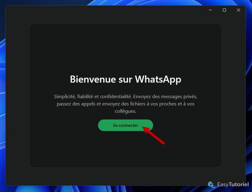 connexion bienvenue WhatsApp